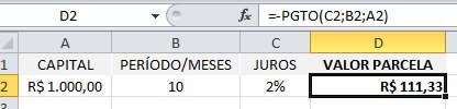 Cálculo de Juros Compostos no Excel
